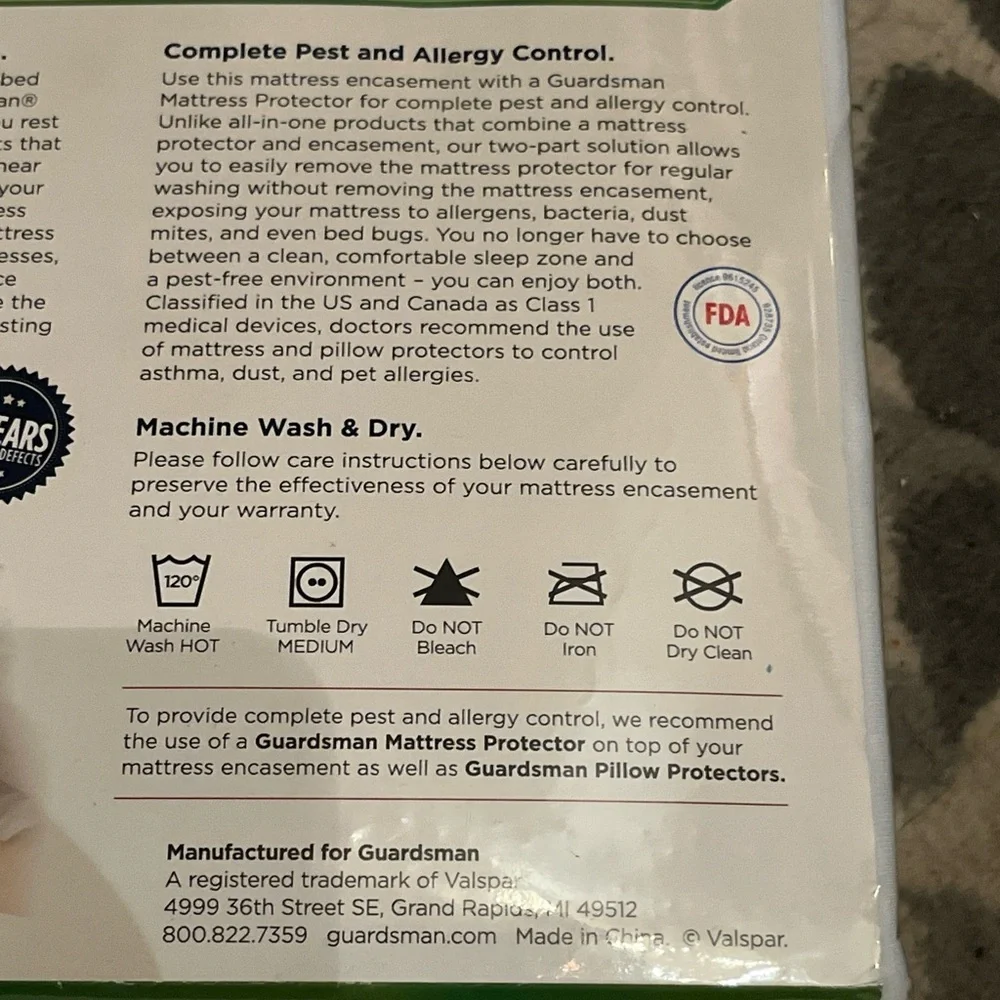 New Guardsman Mattress OR Box Spring Encasement Size Twin XL Extra Deep Allergy